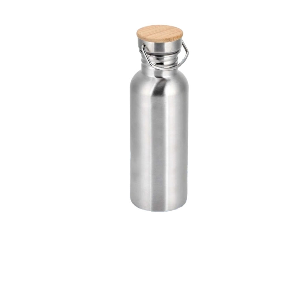 STAINLESS STEEL vacuum water bottle with bamboo lid and handle